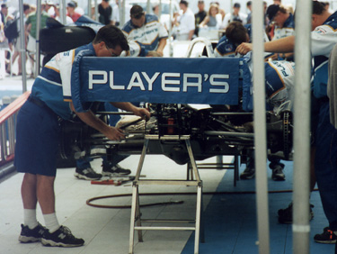 The Blue Crew setting Greg's car up for the race ahead