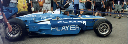 Greg's car getting rolled onto Pit lane